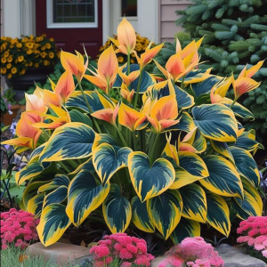 Хоста Флейм Данс купить по цене от 650р. в интернет-магазине «Посадика» с доставкой почтой в в Кимовске и по всей России – [изображение №1].